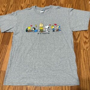 Peanuts Gray Tee with Valentine Cartoon Adult size Large